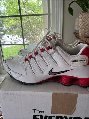 Nike White and Red Running Sneakers